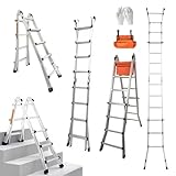 Hooha Mehrzweckleiter 4-in-1 Aluminiumleiter mit Werkzeugtasche 4x5 Sprossen bis zu 5m Höhe...