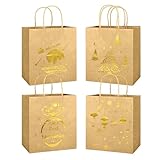 LIHAO 8× Geschenktüten Weihnachten Golde Weihnachtstüten Papiertüten mit Henkel Geschenktaschen...