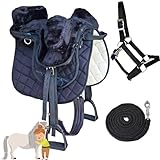 My Sweet Pony® Kinder Shettysattel Set *Conny* Schwarz + Halfter + Führstrick | Fell Sattel für...
