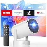 Mini Beamer mit Lautsprecher, Projector unterstützen 1080P 4K, Auto Keystone WiFi6 Tragbarer...