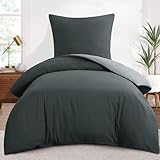 Aisbo Bettwäsche 155x220 2teilig Anthrazit/Grau - Bettwäsche Sets 1 Bettbezug 155x220 cm + 1...