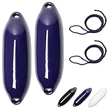 HonuNautic 2er Set Fender incl. Fenderleinen | U-Serie | Farbe: Blau | Größe: Ø 10 x L 33 cm |...