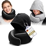 Sleevo Nackenkissen mit Kapuze & Memory Foam – Nackenhörnchen & Schlafkissen für Flugzeug &...