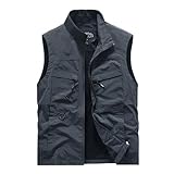 Generisch Weste Herren Outdoor Oversized, Wanderweste Mit Reißverschluss Und Taschen Outdoorweste...
