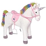 Pink Papaya Stehpferd zum draufsitzen | 75cm Spielpferd zum Reiten Rainbow | Pferd zum Reiten für...