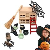 Miniatur-Zubehör aus dem Halloween-Dorf, Bastelset aus Holz, Miniatur-Set, handgefertigt, aus Holz,...