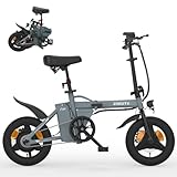 ESKUTE F100 E-Bike Klapprad, 14 Zoll Elektrofahrrad mit USB-Ladeanschluss für Handy, 250W...
