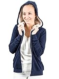 Damen Sweatjacke mit Kapuze hochwertig verarbeitet - kuschelig & warm blau M