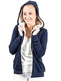 Damen Sweatjacke mit Kapuze hochwertig verarbeitet - kuschelig & warm blau M