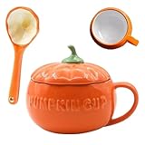 Kürbisbecher - Kürbis-Keramiktasse, Kaffeetasse mit Halloween-Motiv | Einzigartige Kürbisförmige...