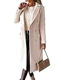 IDEALSANXUN 2023 Frauen Wollmantel Zweireiher Trenchcoat Herbst Winter Kleidung, Beige, Small