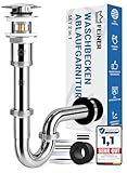FEINER® Waschbecken Ablaufgarnitur mit Überlauf + Siphon Waschbecken Set Universal Edelstahl...