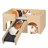 YANGUN Groß Meerschweinchen Haus, Holz Hamsterhaus mit Treppe und Matten, 2 Etagen Hamster...