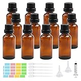 Episkey 12 Stück Braunglasflasche 30ml, Tropfflasche aus Glas Braune Apothekerflasche Set inkl....