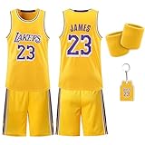 Basketball Jersey für Jungen - Schnell trocknendes Basketball Trikot und Shorts mit Wrist Wraps -...