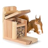 Waldfunk Eichhörnchen Futterstation – Wetterfestes Futterhaus aus Holz mit Belüftung, sicherer...