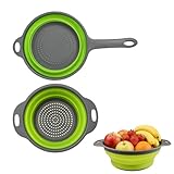 WJWINER Nudelsieb Faltbar, Faltbarer Seiher, Küchensieb mit Griff, für die Küche - Klappbarer...