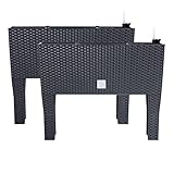 PAFEN 2X Blumentöpf Blumenkasten mit Füßen – 595 x 240 x 460 mm - Pflanztopf Rattan-Optik...