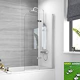 Meykoers Duschabtrennung 120x140cm Faltwand für Badewanne, Duschwand Badewannenaufsatz mit 6mm Nano...