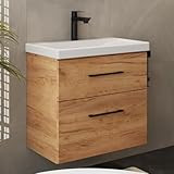 Planetmöbel Badmöbel Set Waschtisch mit Unterschrank 63 x 60 x 36,5 cm, moderner...