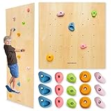Mamabrum Holzkletterwand für Kinder mit 15 Griffen - 3 Montagepaneele mit Verstellbarkeit - Für...
