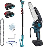 Akku Hochentaster Ast Kettensäge Profi-Astsäge kompatibel mit Makita 18V, 2 * 3000mAh Akku, 180°...