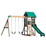 Backyard Discovery Spielturm Buckley Hill aus Holz | XXL Spielhaus für Kinder mit Rutsche, Schaukel...