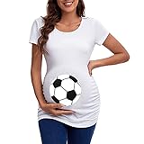 Umstandsmode Oberteil Sommer Fuß Druck Frauen Mutterschaft Baby Kurze Comic-Ärmel Herz T-Shirt...