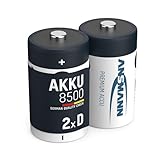ANSMANN Mono D Akkus Typ 8500 1,2 Volt (2 Stück) - Mono-D Batterien wiederaufladbar, mit äußerst...