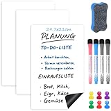 Vylyciy 3 Stück A4 Whiteboard Folie Magnetisch, Magnettafel Kühlschrank für Familie Menü...
