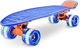 Hurtle Scateboard Kinder ab 6 Jahre, Mini Skateboard mit LED Leuchtrollen, 55cm Pennyboard mit Anti-...
