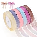 HIFOT Geschenkband Organza Stoff Schleifenband 6 Rollen, Geschenkbänder Satinband für Geschenk...