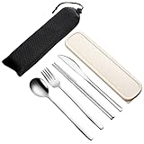 VANRA Gemischtes Besteck-Set 4 PCS Edelstahl-Besteck-Set mit Etui, poliert und spülmaschinenfest, 1...