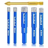 Alried Diamantbohrer y 5-tlg Fliesenbohrer Set in 5,6,8,10,12 mm für Feinsteinzeug Bohrer, Bohrer...