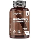 Omega 3 6 9 Weich-Kapseln - Aus Leinsamenöl - 180 Vegan Softgels - 1000mg pro Weichkapsel -...
