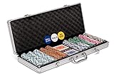 Poker Night Pro Texas Holdem Pokerchips, 500 Stück, mit Aluminium-Pokerkoffer, nummerierter Chip,...