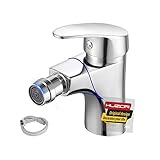 KUZOR Bidetarmatur Chrom Messing Einhebel-Bidetarmatur Drehbare Auslauf Bidetmischer mit 50cm Kaltes...