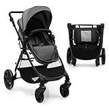 GOPLUS 3 in 1 Kinderwagen klappbar, Kinderbuggy mit umkehrbarem Sitz, verstellbarem Verdeck,...