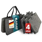 KARAT Filztasche Shopper 4er Set Holzkorb für Kaminholz, robuste Einkaufstasche groß aus Filz...