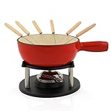 BBQ-Toro Gusseisen Fondue Set für 6 Personen | 2 Liter | Fondueset 9 teilig mit Brenner und Gabeln...