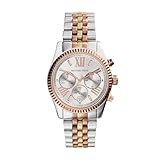 Michael Kors Lexington Chronograph Quarzuhr mit Silber- und Goldtönen Edelstahlarmband für Damen...