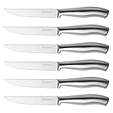 isheTao Steakmesser-Set, 6-teilig, Extra Scharfe Klinge, Wellenschliff, spülmaschinengeeignet, 12...