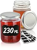 Praknu 25 Marmeladengläser 230 ml mit Deckel - Mit Etiketten & Stift - Luftdicht -...