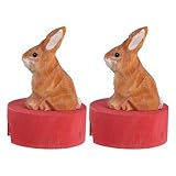 jojofuny 2 Stück Handlicher Bleistiftspitzer aus Holz mit Single-hole Realistischer Kaninchenform...