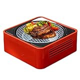 Tragbare Campingpfanne, Tischräuchergrill, Haushalts-Rundgrill, Kohlegrill für Camping im Freien,...