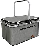 LIQINGG 35L Kühltasche Einkaufskorb Große isolierte Kühlkorb Lunchtasche Thermotasche für Büro...