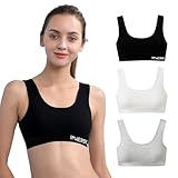 INNERSY Bustier Mädchen Baumwolle Sport BH Teenager Schwarz Weiß Grau Kinder Unterwäsche 3 Pack...