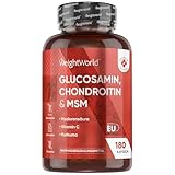 Glucosamin Chondroitin & MSM - 180 Kapseln - mit Vitamin C (trägt zur normalen Kollagenbildung für...