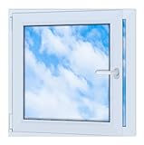 LORAC | Kunststofffenster weiß 800x800mm, 80x80cm, PCV, DIN Links, kippbar & ausstellbar, 2-fach...