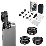 3-in-1 Handy Kamera objektiv, 210° Fischaugenobjektiv, 120° Weitwinkel, 25X Makro Objektiv Handy,...